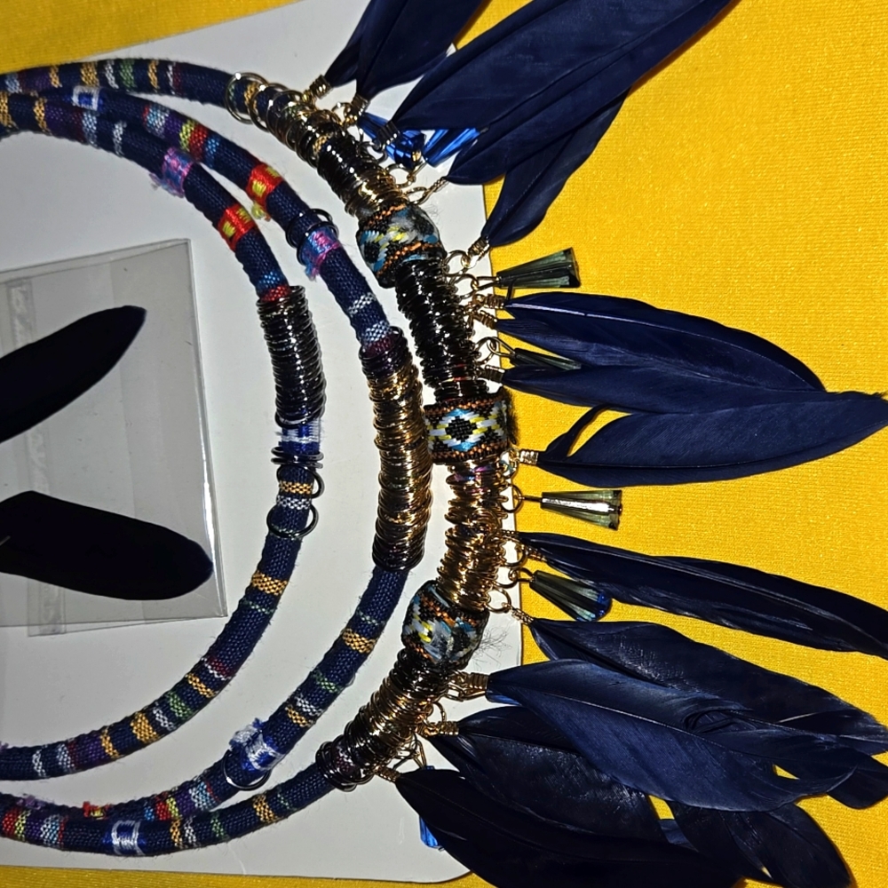 Bohemian Feather Necklace and Earring Set